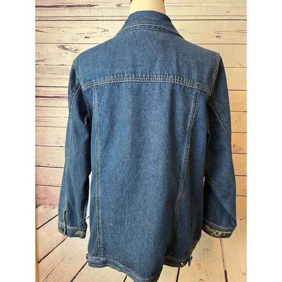Denim & Co Jean Jacket Plus size 1X Trucker Coat Bling Cotton Y2K 90s - Picture 4 of 9